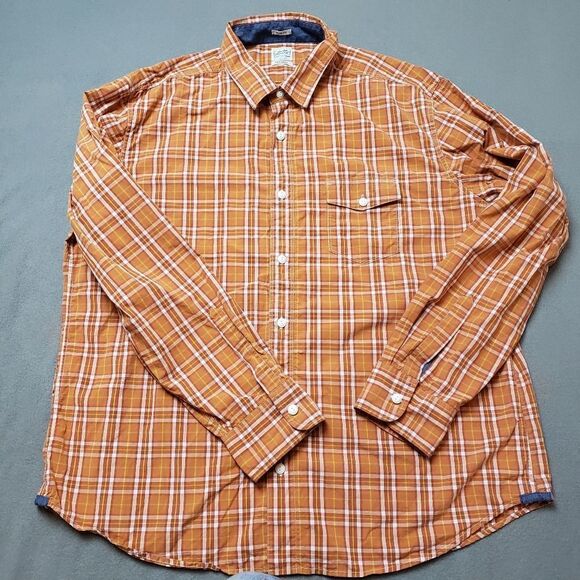 Lucky Brand Orange Plaid Slim Fit long sleeve shirt size XXL - Picture 6 of 13